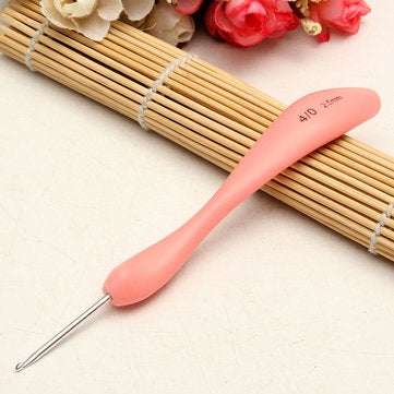 8Pcs Soft Plastic Handle Aluminum Crochet Hooks Knitting Needles Yarn  Crochet Tool