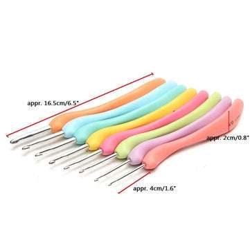 8Pcs Soft Plastic Handle Aluminum Crochet Hooks Knitting Needles Yarn  Crochet Tool