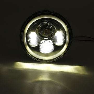 7inch Round LED Headlights Blue Halo Ring Angel Eyes For Jeep Wrangler JK TJ LJ CJ