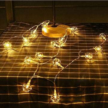 10 LED Metal Polygon String Lights LED Fairy Lights for Festival Christmas De... (COLOR.: WARMWHITE)