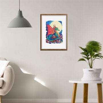 A4 Wooden Moon Dragon Jigsaw Puzzle DIY Unique Shape Pieces Animal Gift Mysterious Early Education T