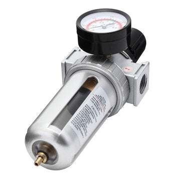 1/2" Mid Flow Air Compressor Regulator & Filter Combo With Gauge Manual Drain 150psi
