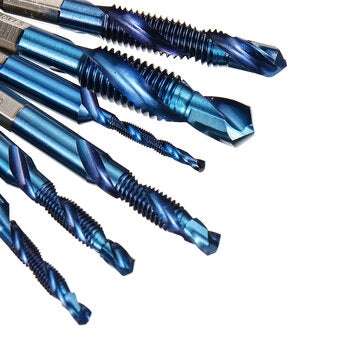 6Pcs M3-M10 1/4 Inch Hex Shank Metric Thread Blue Nano Coated HSS Drill and Tap Bits Screw Tap