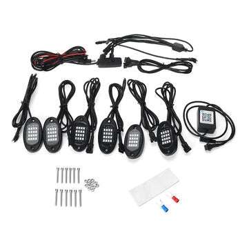 6Pcs LED RGB Off-road Rock Light Underbody Lamp bluetooth Control For Jeep Truck Motorcycle Boat