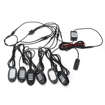 6Pcs LED RGB Off-road Rock Light Underbody Lamp bluetooth Control For Jeep Truck Motorcycle Boat