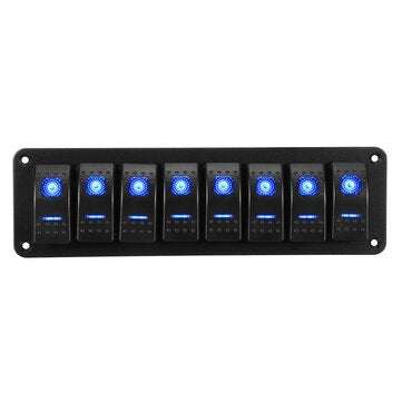 8 Gang LED Rocker Switch Panel Breaker Waterproof For Car Marine Boat (COLOR: BLUE)