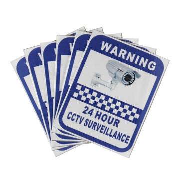 6Pcs 70x90mm Security Camera Surveillance Warning CCTV Sticker for Home Office