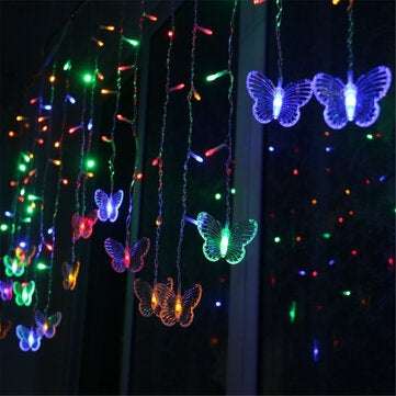96 LED Butterfly String Curtain Lights Colorful Wedding Waterproof ... (LIGHT COLOR: COLOURFULLIGHT)
