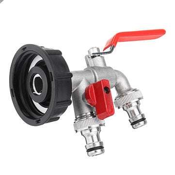 1/2 Inch S60x6 IBC Brass Water Tank Adapter Double Head Tap Outlet Replacement Valve Fitting for Gar