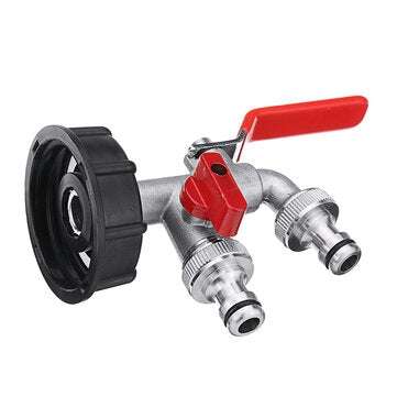 1/2 Inch S60x6 IBC Brass Water Tank Adapter Double Head Tap Outlet Replacement Valve Fitting for Gar