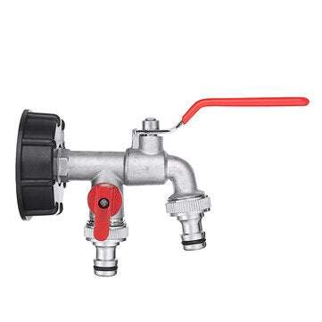 1/2 Inch S60x6 IBC Brass Water Tank Adapter Double Head Tap Outlet Replacement Valve Fitting for Gar