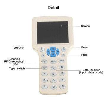 10 Frequency RFID Copier ID IC Reader Writer Copy with 30pcs 13.56MHz 125KHz Key Fob HID UID Card
