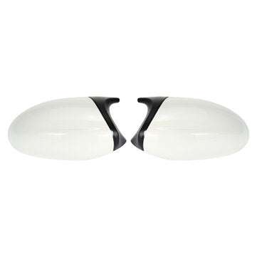 1 Pair Rear View Mirror Cover Cap M3 Style Glossy White For BMW E90 E91 E92 E93