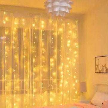 9.8x9.8FT 300LEDs Curtain Fairy Strip Wedding Party Home ... (PLUG: USPLUG | LIGHT COLOR: WARMWHITE)