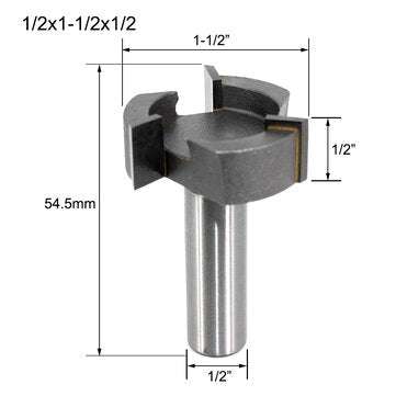1/2 Inch 12mm Shank Router Bit Three-Edged T-Shped Clear-Bottom Slotting Milling ... (SIZE: 1/2INCH)