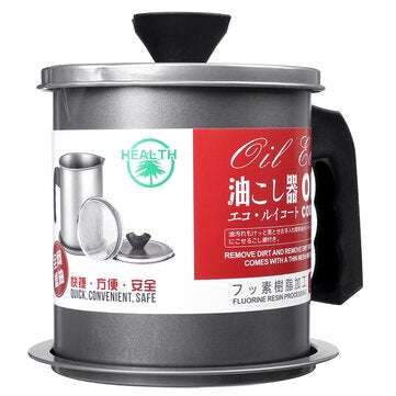 1.4L Capacity Stainless Steel Residue Filter Oil Storage Can with Strainer for Kitchen Filter Oil To