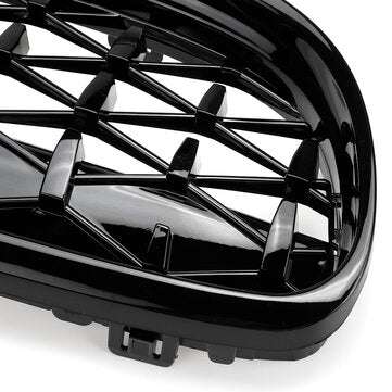 1 Pair Front Grille Glossy Black Diamond Meteor For BMW 3 Series E90 2009-2012