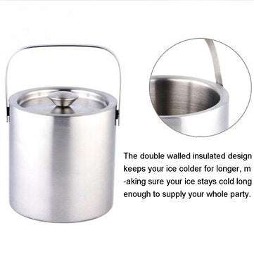 1.3L Ice Bucket Double Insulated Handle Double Wall Insulated Bucket Tongs