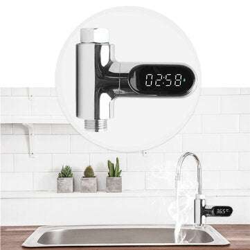 [Upgrade Version] V2 Water Shower Thermometer LED Celsius Fahrenheit Time Display Flow Self-Generati