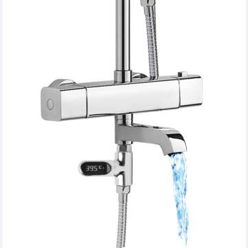 [Upgrade Version] V2 Water Shower Thermometer LED Celsius Fahrenheit Time Display Flow Self-Generati