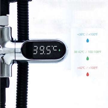 [Upgrade Version] V2 Water Shower Thermometer LED Celsius Fahrenheit Time Display Flow Self-Generati