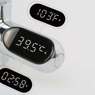 [Upgrade Version] V2 Water Shower Thermometer LED Celsius Fahrenheit Time Display Flow Self-Generati