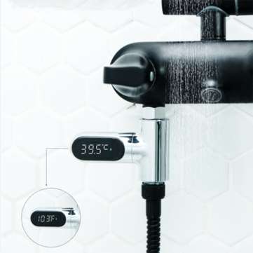 [Upgrade Version] V2 Water Shower Thermometer LED Celsius Fahrenheit Time Display Flow Self-Generati
