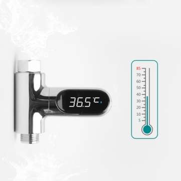 [Upgrade Version] V2 Water Shower Thermometer LED Celsius Fahrenheit Time Display Flow Self-Generati