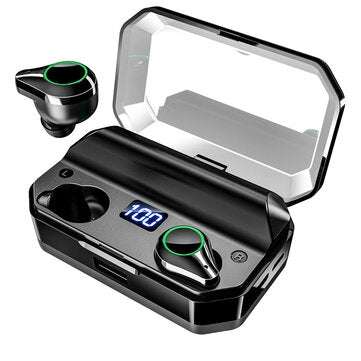 [True Wirsless] T9 Digital Display Earbuds Binaural Call bluetooth 5.0 Waterproof... (COLOR.: BLACK)
