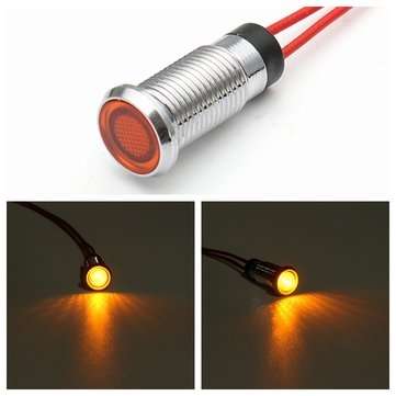 8mm 12V LED Metal Indicator Signal Light Pilot-Lamp For Motorcycle Car Truck Boat (COLOR.: YELLOW)