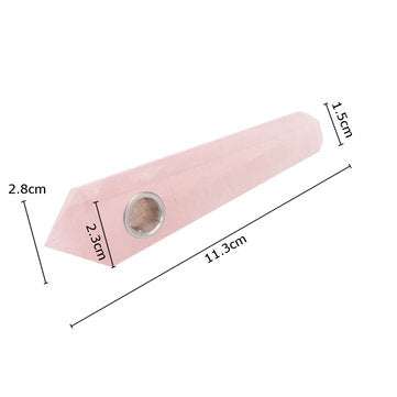 100% Natural Purple Amethyst Quartz Crystal Wand Pipe Healing with Carb Hole