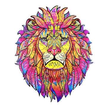 [New Version] A3/A4/A5 3D Wooden Lion Jigsaw Puzzle DIY Each Animal Shaped Crafts Toy ... (SIZE: A5)
