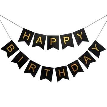 1 SET Paper Happy Birthday Party Bunting Banner Letter Hanging Pastel Pink String Fla... (COLOR.: 4)