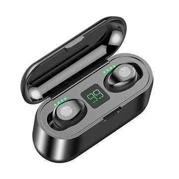 [bluetooth 5.0] F9 Mini Graphene Earphone True Wireless Digital Display Hi-Fi Headset Smart Touch Wa