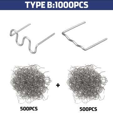 1000Pcs Pre-cut Flat Staples 0.8mm Hot Staples Plastic Stapler Repair Kit Welding Pin (TYPE: B5PCS)