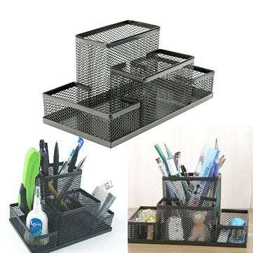 Black Mesh Style Pen Pencil Ruler Holder Desk Office Storage Box Stationery Container Box Office Sch