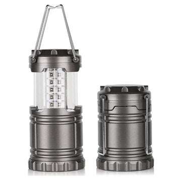 Battery Operated LED Camping Light Portable Hanging Lantern Outdoor Hiking Lamp (COLOR: GREY)