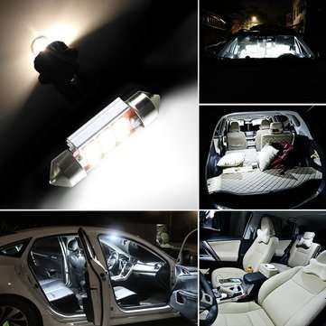 Audew 6PCS 42mm C5W 4014 SMD LED Festoon Dome Lights Licence Plate Bulbs 12V 2.7W 4882K White Kit
