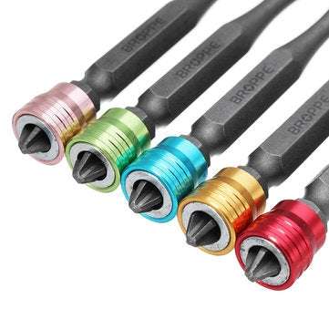 Broppe 5pcs 110mm PH2 Magnetic Screwdriver Bits Aluminum Ring 1/4 Inch Hex Shank Screwdriver