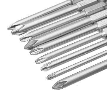 BROPPE 10Pcs 75mm S2 Alloy Steel Magnetic Cross Head Screwdriver Bits 1/4 Inch Hex Shank