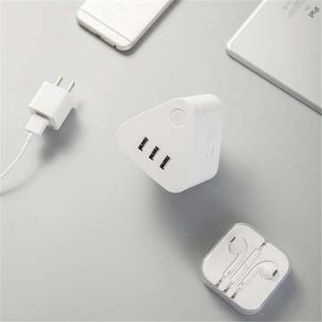 Deli 18322 Intelligent USB Socket Adapter Plug USB Wireless Triangle Cube Row Plug Charging Security
