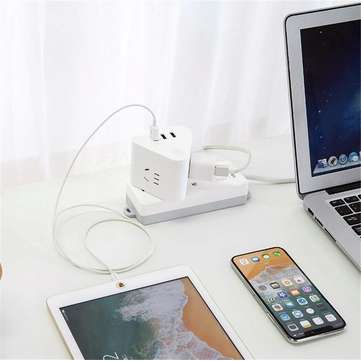 Deli 18322 Intelligent USB Socket Adapter Plug USB Wireless Triangle Cube Row Plug Charging Security