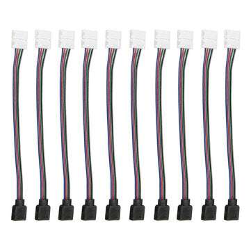 10 PCS 4 Pin 10MM Connector Wire Female Cable For SMD3528/5050 Non-Waterproof RGB LED Strip Light