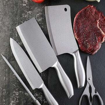 6Pcs Acrylic Stainless Steel Kitchen Knife Cleaver Sharpener Scissor Kitchen Tools Stand Set