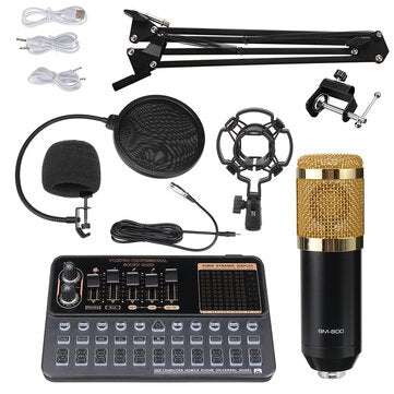 BM800 Condenser Microphone Gaming Live Streaming Audio Studio Record MIC with V10X Pr... (LETTER: A)