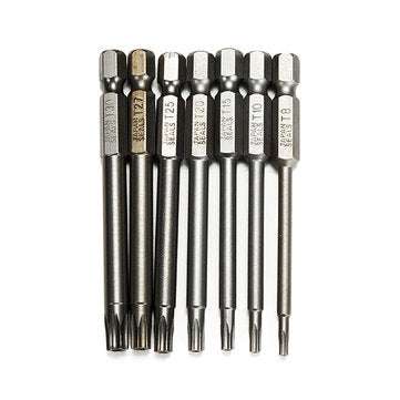 7pcs 75mm T8-T30 Magnetic Torx Screwdriver Bits 1/4 Inch Hex Shank Screwdriver Set