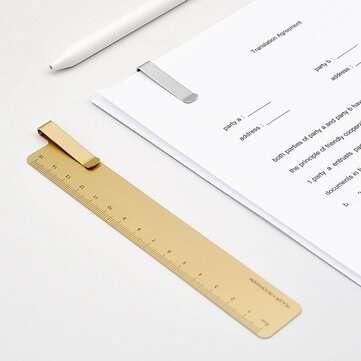 [From XM YouPin] RUMA Bookmark Measuring Tool 15cm Stainless Steel Metal ... (COLOR.: CHAMPAGNEGOLD)