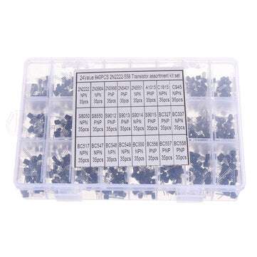 Aemedy 840pcs 24Values TO-92 Transistor Assortment Kit BC327 BC337 BC547 transistor 2N2222 3904 39