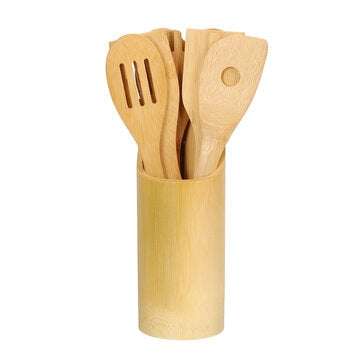 8PCS Bamboo Nonstick Cooking Utensils Wooden Spoons and Spatula Utensil Set