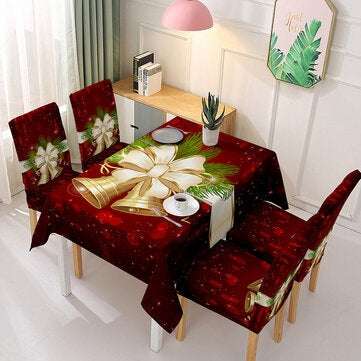 Christmas Tablecloth Chair Cover Santa Bell Navidad Ornaments Xmas De... (TYPE: TABLECLOTH140*180CM)